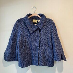 Guinevere Anthropologie Lambswool Cropped Peacoat